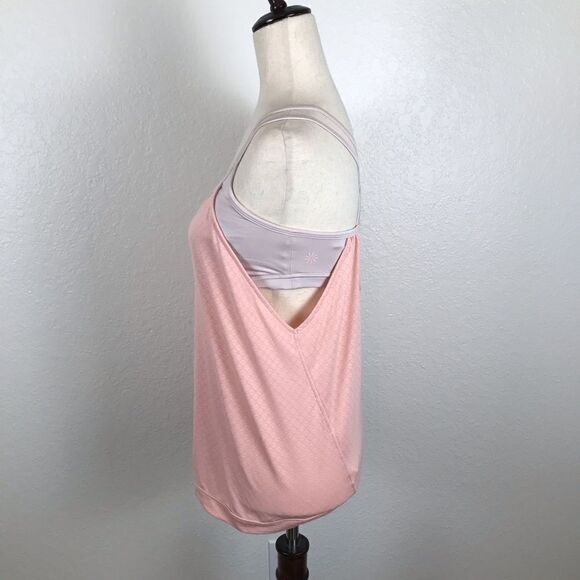 Athleta Mesh Energize pink crisscross layered tank top XS - Picture 3 of 8